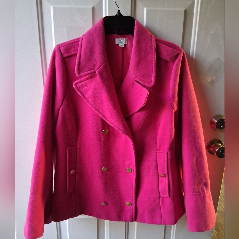 Women's Pink Double-Breasted Coat